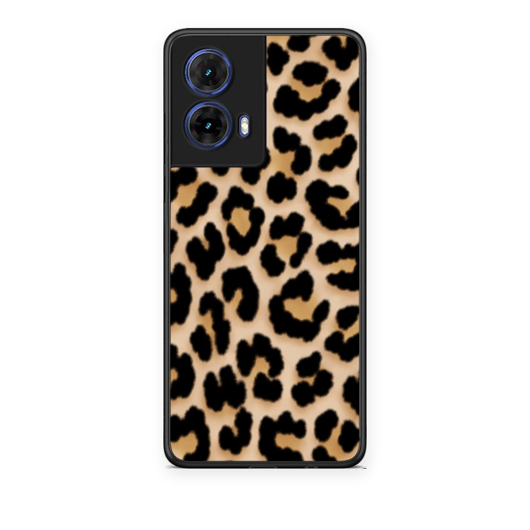 Θήκη Motorola Moto G85 Leopard Print Tan Small από τη Smartfits με σχέδιο στο πίσω μέρος και μαύρο περίβλημα | Motorola Moto G85 Leopard Print Tan Small case with colorful back and black bezels