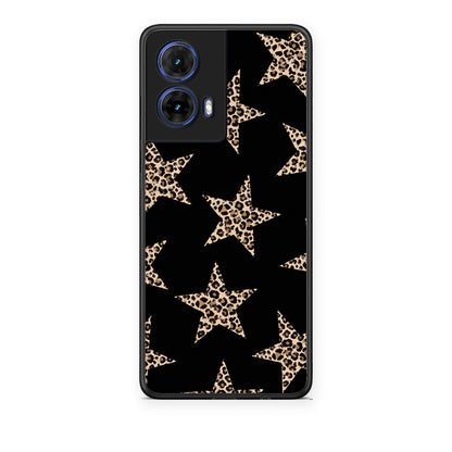 Θήκη Motorola Moto G85 Leopard Stars on Black από τη Smartfits με σχέδιο στο πίσω μέρος και μαύρο περίβλημα | Motorola Moto G85 Leopard Stars on Black case with colorful back and black bezels