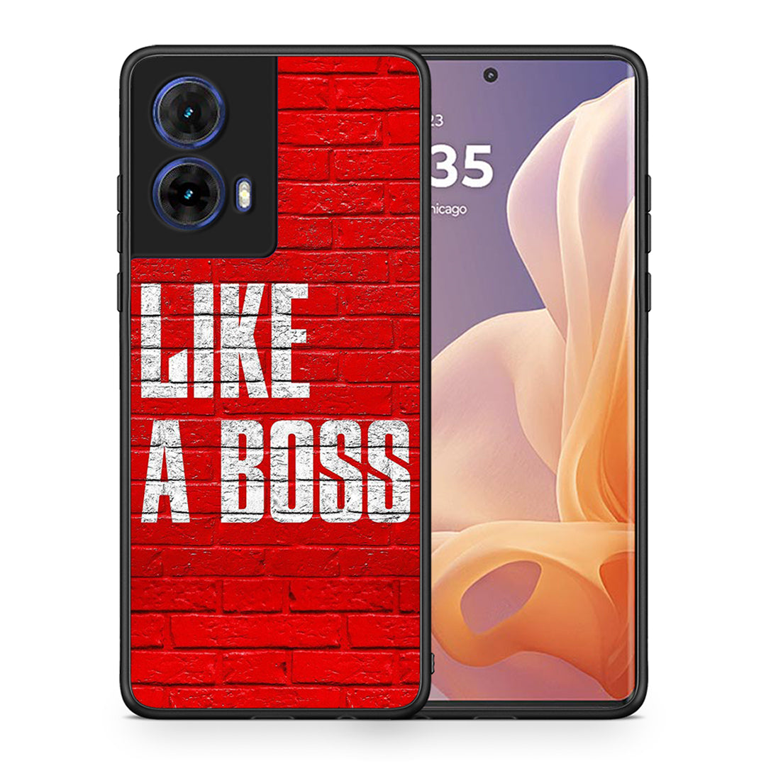 Θήκη Motorola Moto G85 Like A Boss από τη Smartfits με σχέδιο στο πίσω μέρος και μαύρο περίβλημα | Motorola Moto G85 Like A Boss case with colorful back and black bezels