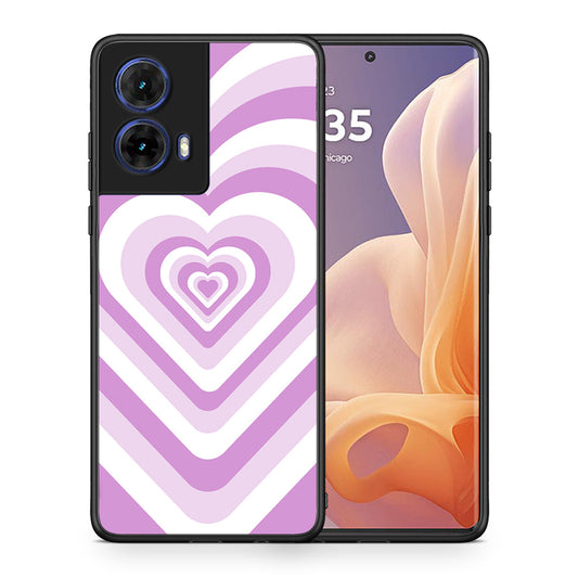Θήκη Motorola Moto G85 Lilac Hearts από τη Smartfits με σχέδιο στο πίσω μέρος και μαύρο περίβλημα | Motorola Moto G85 Lilac Hearts case with colorful back and black bezels
