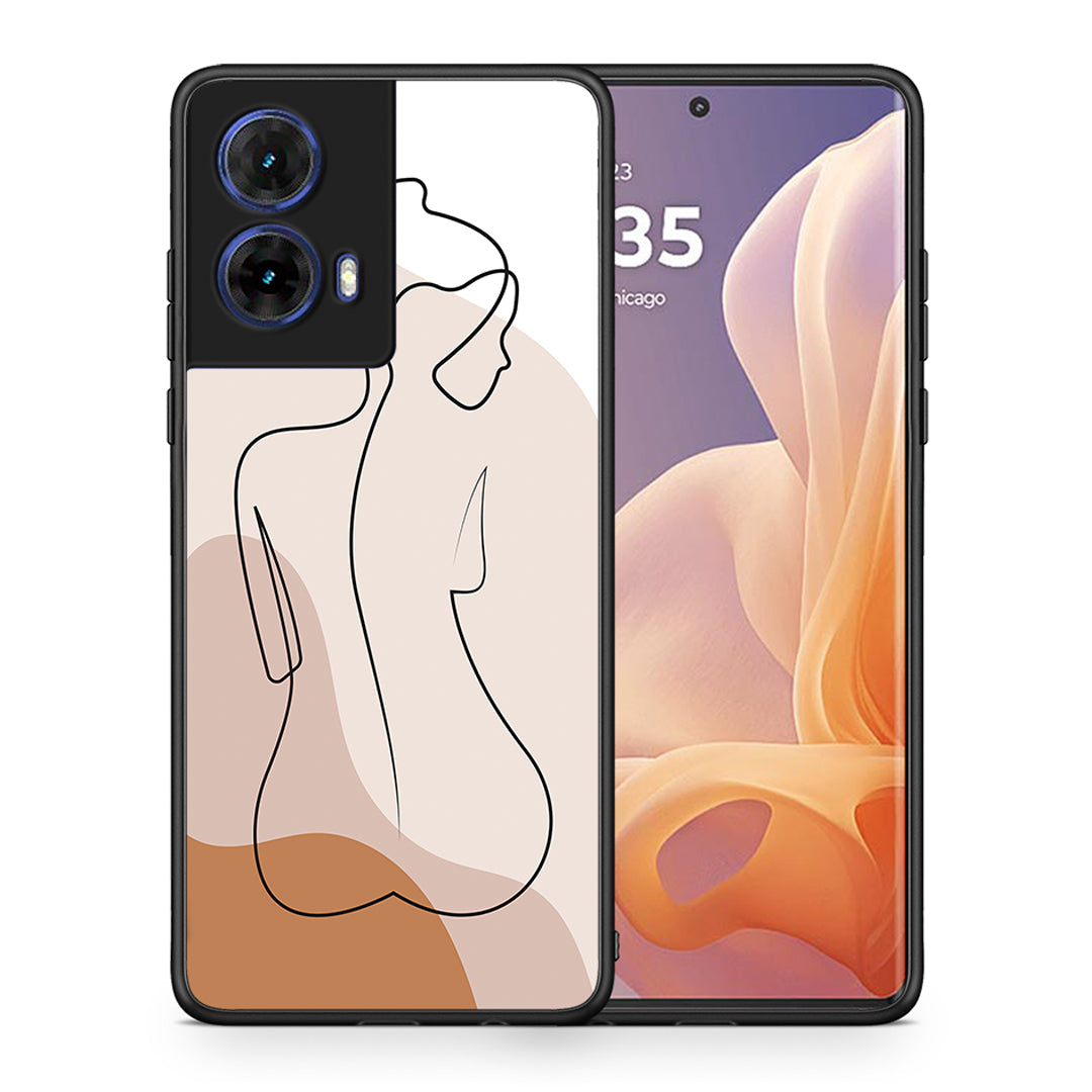 Θήκη Motorola Moto G85 LineArt Woman από τη Smartfits με σχέδιο στο πίσω μέρος και μαύρο περίβλημα | Motorola Moto G85 LineArt Woman case with colorful back and black bezels