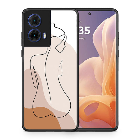 Θήκη Motorola Moto G85 LineArt Woman από τη Smartfits με σχέδιο στο πίσω μέρος και μαύρο περίβλημα | Motorola Moto G85 LineArt Woman case with colorful back and black bezels