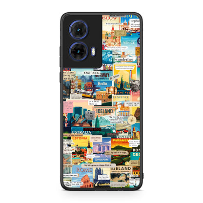 Motorola Moto G85 Live To Travel θήκη από τη Smartfits με σχέδιο στο πίσω μέρος και μαύρο περίβλημα | Smartphone case with colorful back and black bezels by Smartfits
