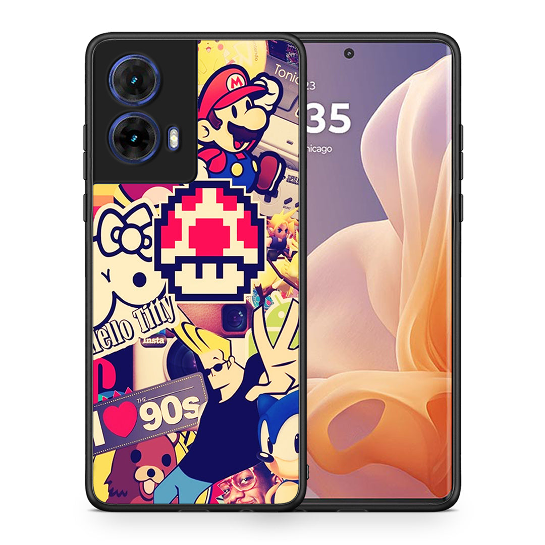 Θήκη Motorola Moto G85 Love The 90s από τη Smartfits με σχέδιο στο πίσω μέρος και μαύρο περίβλημα | Motorola Moto G85 Love The 90s case with colorful back and black bezels