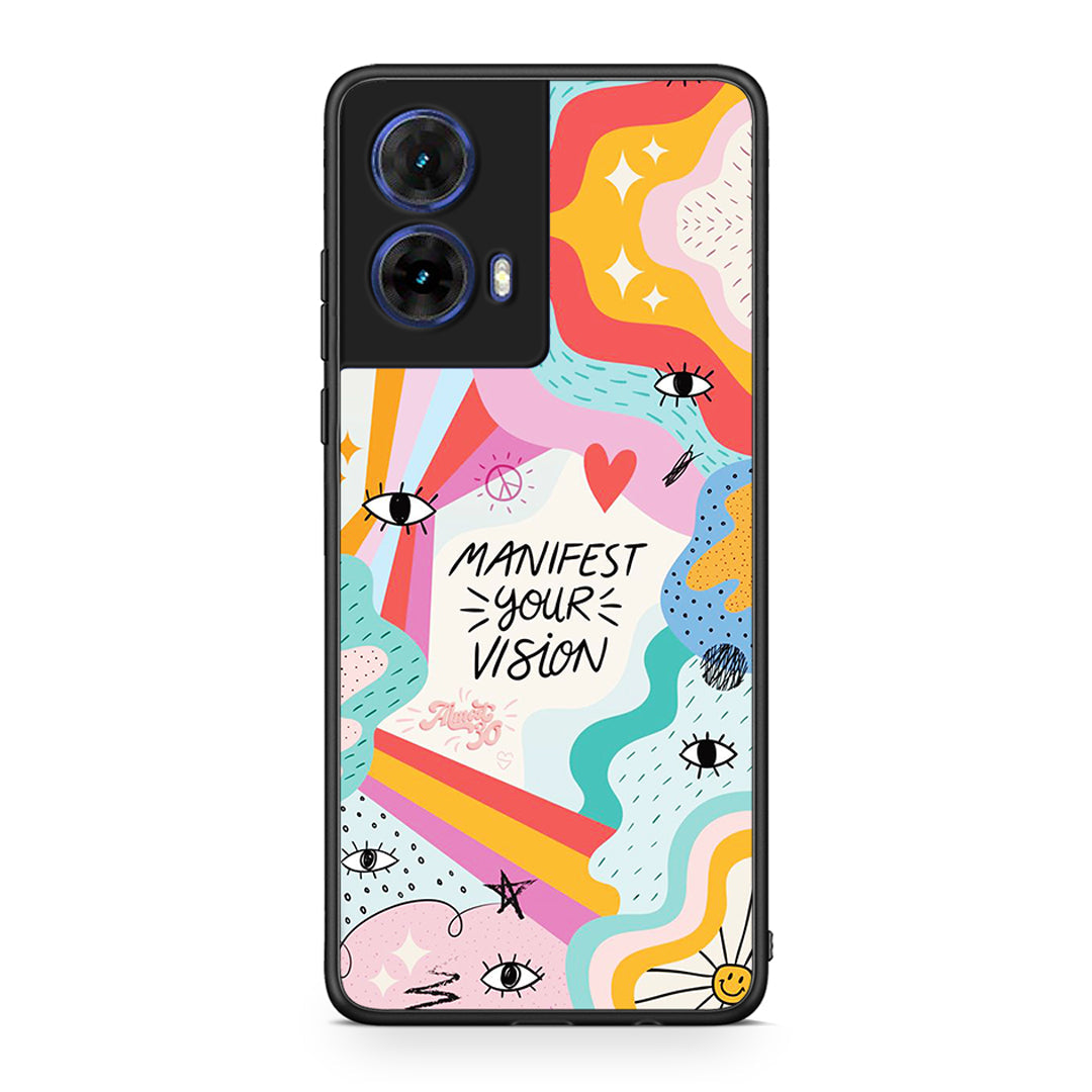 Motorola Moto G85 Manifest Your Vision θήκη από τη Smartfits με σχέδιο στο πίσω μέρος και μαύρο περίβλημα | Smartphone case with colorful back and black bezels by Smartfits