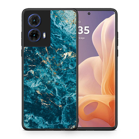 Θήκη Motorola Moto G85 Marble Blue από τη Smartfits με σχέδιο στο πίσω μέρος και μαύρο περίβλημα | Motorola Moto G85 Marble Blue case with colorful back and black bezels