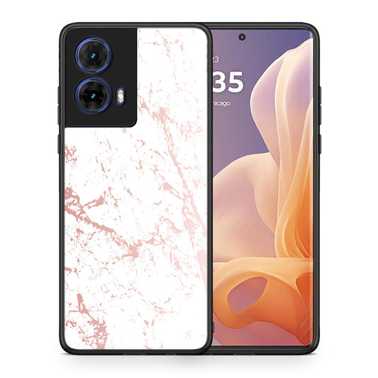 Θήκη Motorola Moto G85 Pink Splash Marble από τη Smartfits με σχέδιο στο πίσω μέρος και μαύρο περίβλημα | Motorola Moto G85 Pink Splash Marble case with colorful back and black bezels