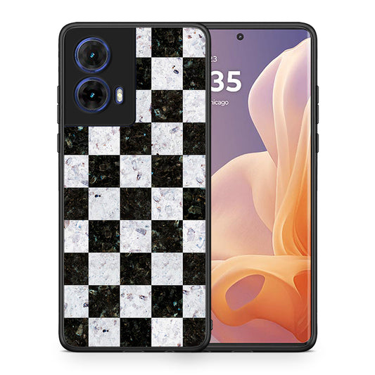 Θήκη Motorola Moto G85 Square Geometric Marble από τη Smartfits με σχέδιο στο πίσω μέρος και μαύρο περίβλημα | Motorola Moto G85 Square Geometric Marble case with colorful back and black bezels