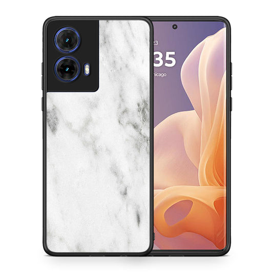 Θήκη Motorola Moto G85 White Marble από τη Smartfits με σχέδιο στο πίσω μέρος και μαύρο περίβλημα | Motorola Moto G85 White Marble case with colorful back and black bezels