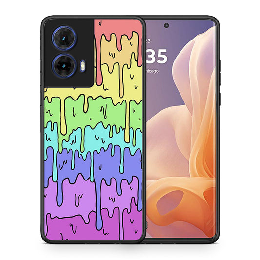Θήκη Motorola Moto G85 Melting Rainbow από τη Smartfits με σχέδιο στο πίσω μέρος και μαύρο περίβλημα | Motorola Moto G85 Melting Rainbow case with colorful back and black bezels