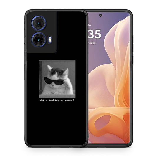 Θήκη Motorola Moto G85 Meme Cat από τη Smartfits με σχέδιο στο πίσω μέρος και μαύρο περίβλημα | Motorola Moto G85 Meme Cat case with colorful back and black bezels