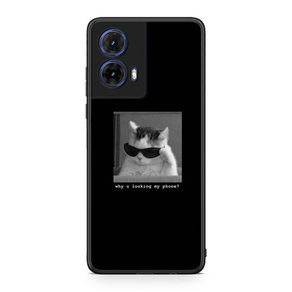 Motorola Moto G85 Meme Cat θήκη από τη Smartfits με σχέδιο στο πίσω μέρος και μαύρο περίβλημα | Smartphone case with colorful back and black bezels by Smartfits