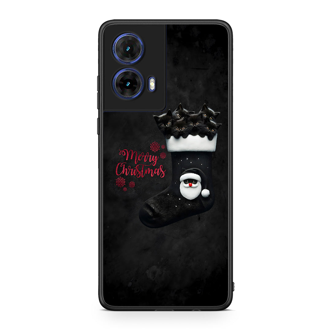 Motorola Moto G85 Merry Cat Christmas θήκη από τη Smartfits με σχέδιο στο πίσω μέρος και μαύρο περίβλημα | Smartphone case with colorful back and black bezels by Smartfits
