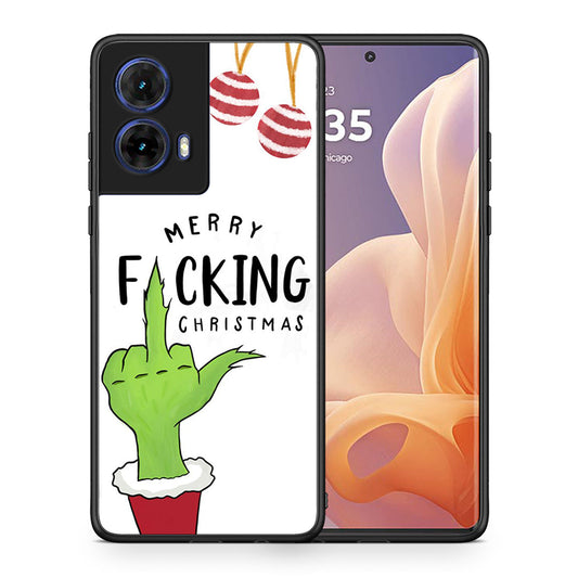 Θήκη Motorola Moto G85 Merry F Xmas από τη Smartfits με σχέδιο στο πίσω μέρος και μαύρο περίβλημα | Motorola Moto G85 Merry F Xmas case with colorful back and black bezels