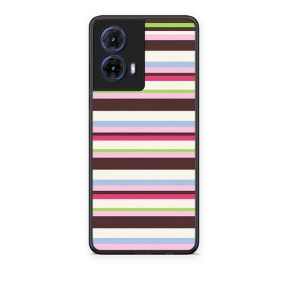 Θήκη Motorola Moto G85 Multicolour Horizontal Stripes από τη Smartfits με σχέδιο στο πίσω μέρος και μαύρο περίβλημα | Motorola Moto G85 Multicolour Horizontal Stripes case with colorful back and black bezels