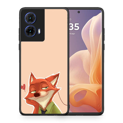 Θήκη Motorola Moto G85 Nick Wilde And Judy Hopps Love 1 από τη Smartfits με σχέδιο στο πίσω μέρος και μαύρο περίβλημα | Motorola Moto G85 Nick Wilde And Judy Hopps Love 1 case with colorful back and black bezels