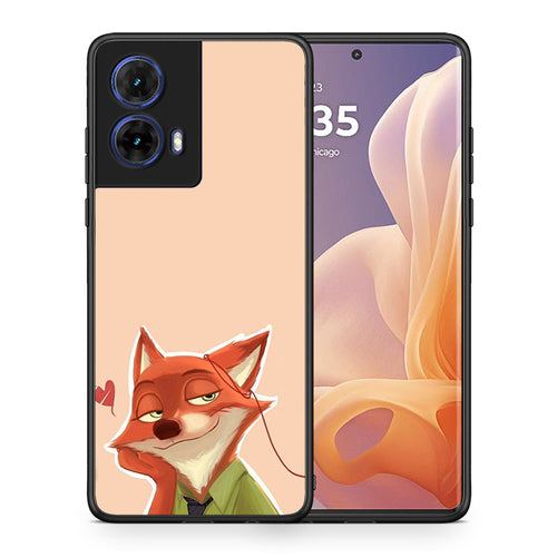 Θήκη Motorola Moto G85 Nick Wilde And Judy Hopps Love 1 από τη Smartfits με σχέδιο στο πίσω μέρος και μαύρο περίβλημα | Motorola Moto G85 Nick Wilde And Judy Hopps Love 1 case with colorful back and black bezels