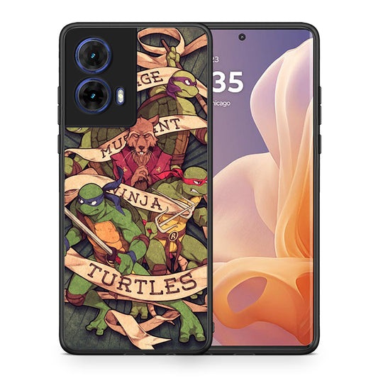 Θήκη Motorola Moto G85 Ninja Turtles από τη Smartfits με σχέδιο στο πίσω μέρος και μαύρο περίβλημα | Motorola Moto G85 Ninja Turtles case with colorful back and black bezels