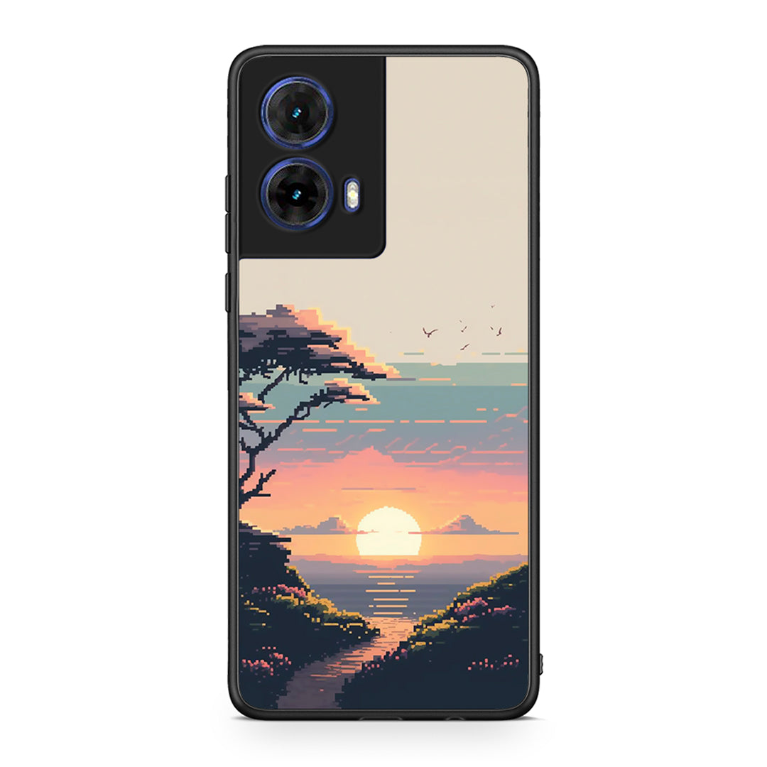 Motorola Moto G85 Pixel Sunset Θήκη από τη Smartfits με σχέδιο στο πίσω μέρος και μαύρο περίβλημα | Smartphone case with colorful back and black bezels by Smartfits