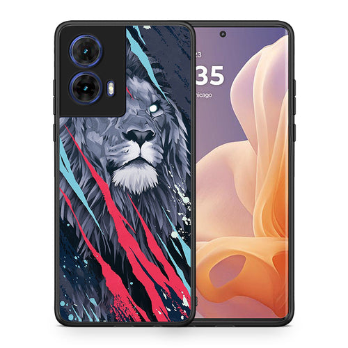 Θήκη Motorola Moto G85 Lion Designer PopArt από τη Smartfits με σχέδιο στο πίσω μέρος και μαύρο περίβλημα | Motorola Moto G85 Lion Designer PopArt case with colorful back and black bezels