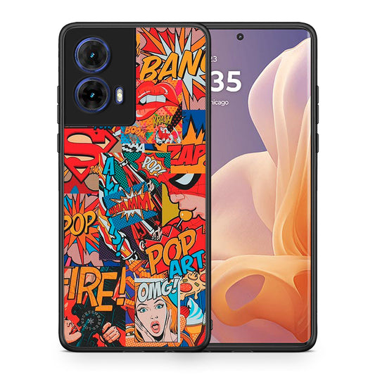 Θήκη Motorola Moto G85 PopArt OMG από τη Smartfits με σχέδιο στο πίσω μέρος και μαύρο περίβλημα | Motorola Moto G85 PopArt OMG case with colorful back and black bezels