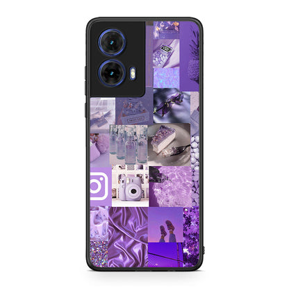 Motorola Moto G85 Purple Aesthetic Collage θήκη από τη Smartfits με σχέδιο στο πίσω μέρος και μαύρο περίβλημα | Smartphone case with colorful back and black bezels by Smartfits