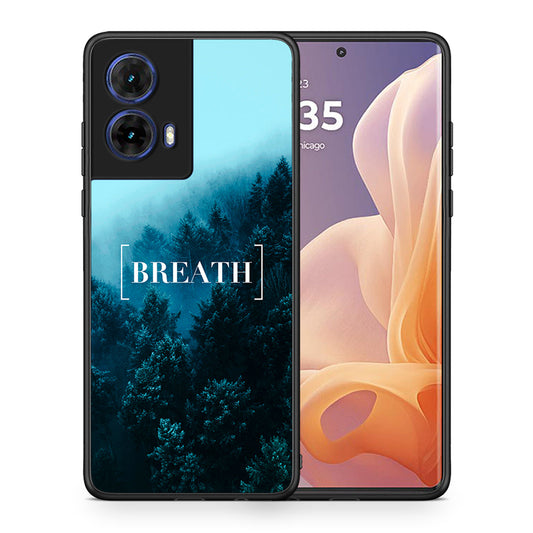 Θήκη Motorola Moto G85 Breath Quote από τη Smartfits με σχέδιο στο πίσω μέρος και μαύρο περίβλημα | Motorola Moto G85 Breath Quote case with colorful back and black bezels