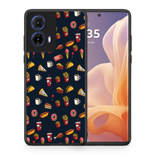 Θήκη Motorola Moto G85 Hungry Random από τη Smartfits με σχέδιο στο πίσω μέρος και μαύρο περίβλημα | Motorola Moto G85 Hungry Random case with colorful back and black bezels