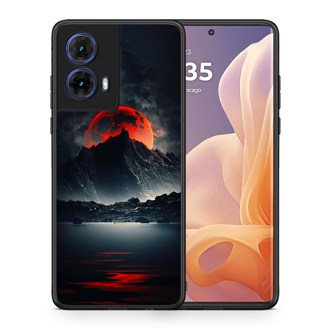 Θήκη Motorola Moto G85 Red Full Moon από τη Smartfits με σχέδιο στο πίσω μέρος και μαύρο περίβλημα | Motorola Moto G85 Red Full Moon case with colorful back and black bezels