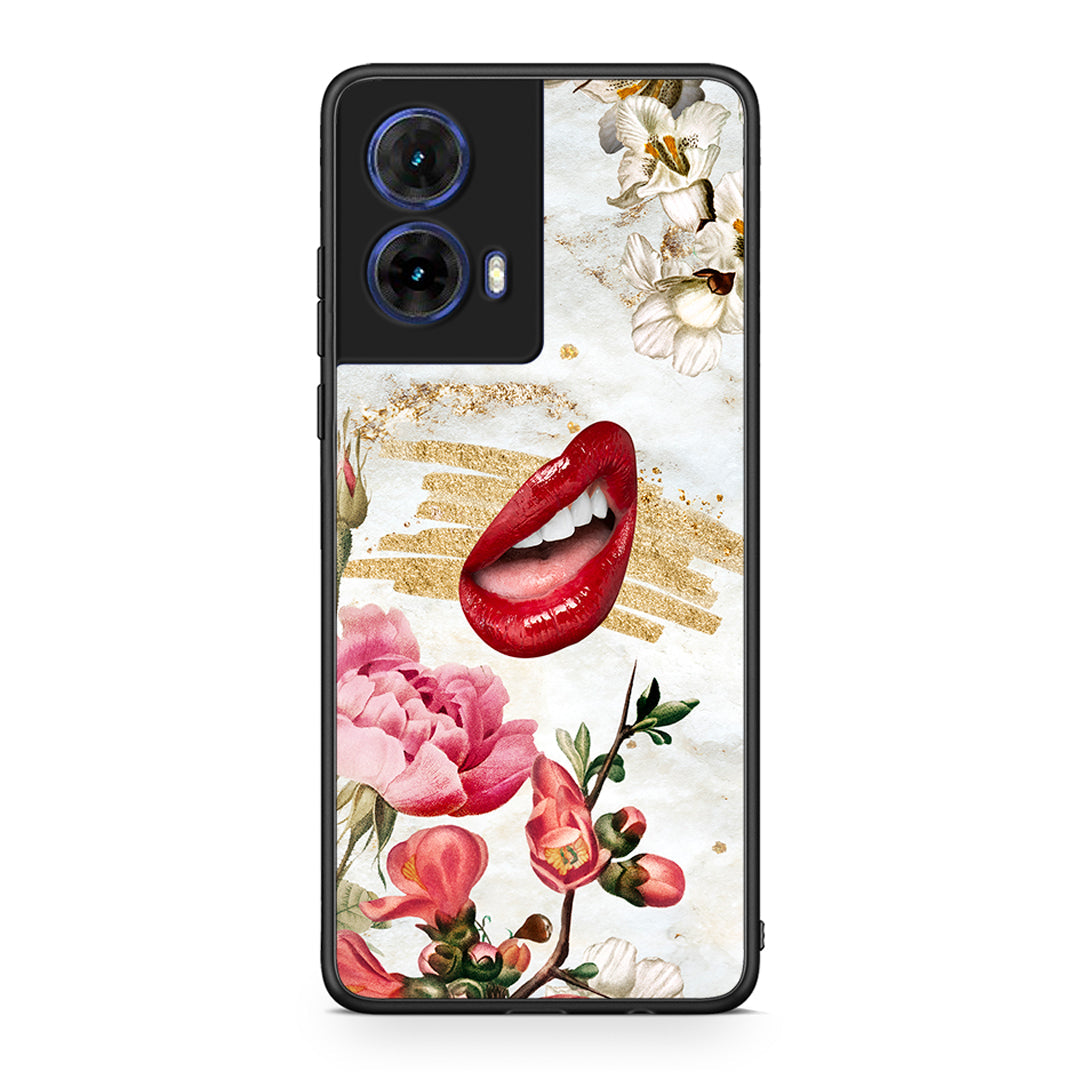 Motorola Moto G85 Red Lips θήκη από τη Smartfits με σχέδιο στο πίσω μέρος και μαύρο περίβλημα | Smartphone case with colorful back and black bezels by Smartfits