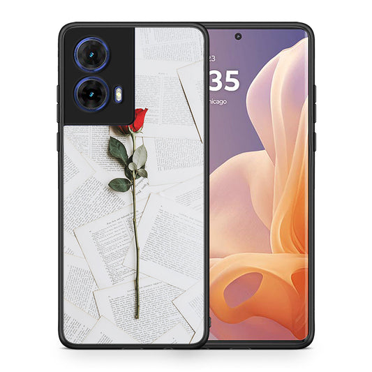 Θήκη Motorola Moto G85 Red Rose από τη Smartfits με σχέδιο στο πίσω μέρος και μαύρο περίβλημα | Motorola Moto G85 Red Rose case with colorful back and black bezels