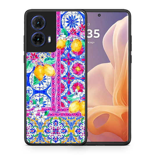 Θήκη Motorola Moto G85 Retro Spring από τη Smartfits με σχέδιο στο πίσω μέρος και μαύρο περίβλημα | Motorola Moto G85 Retro Spring case with colorful back and black bezels