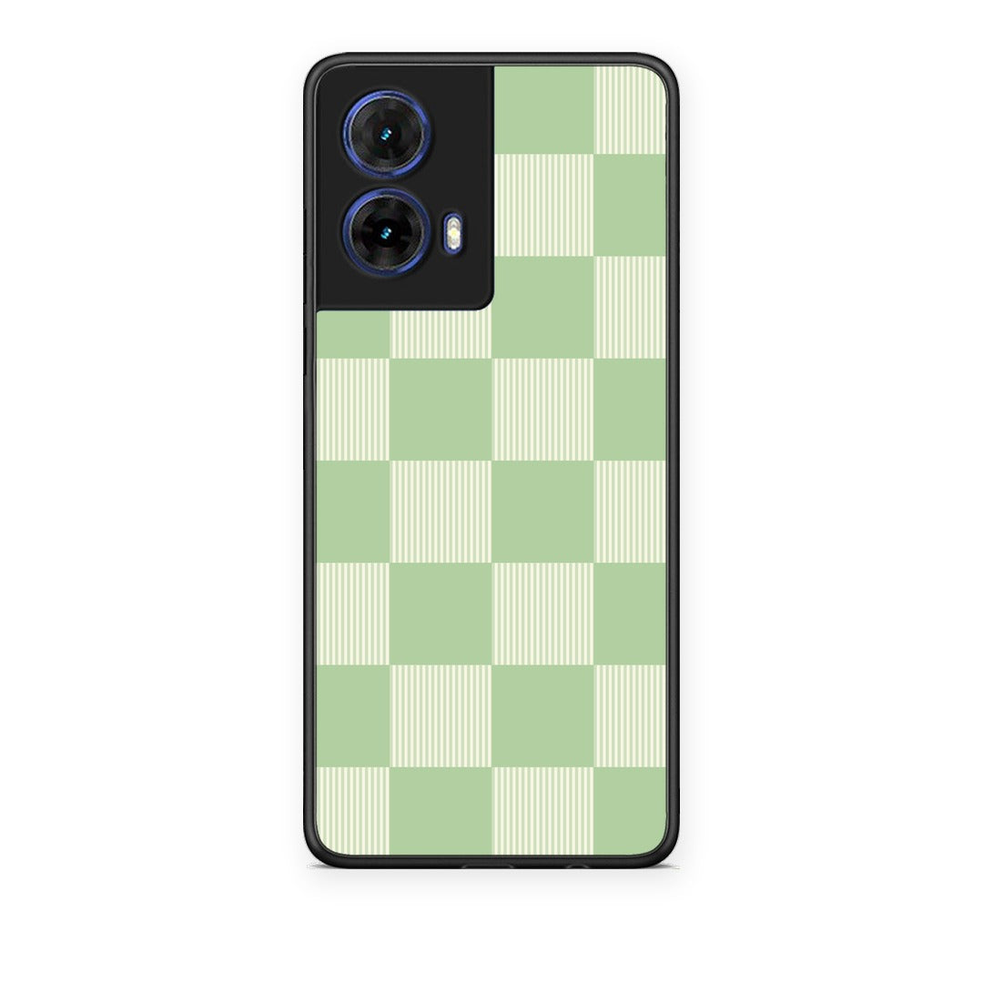 Θήκη Motorola Moto G85 Sage and Cream Striped Checks από τη Smartfits με σχέδιο στο πίσω μέρος και μαύρο περίβλημα | Motorola Moto G85 Sage and Cream Striped Checks case with colorful back and black bezels