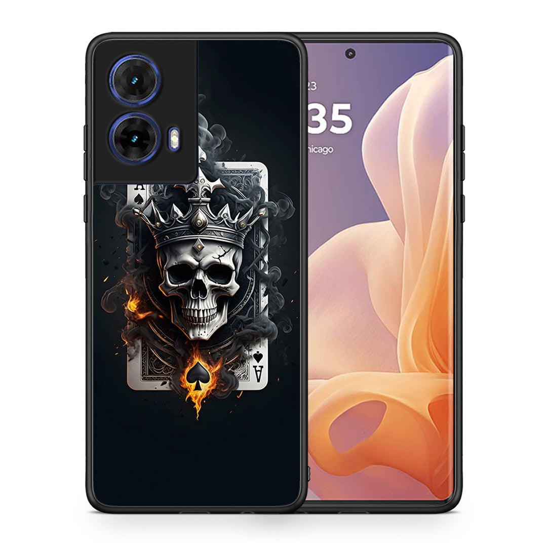 Θήκη Motorola Moto G85 Skull King Ace από τη Smartfits με σχέδιο στο πίσω μέρος και μαύρο περίβλημα | Motorola Moto G85 Skull King Ace case with colorful back and black bezels