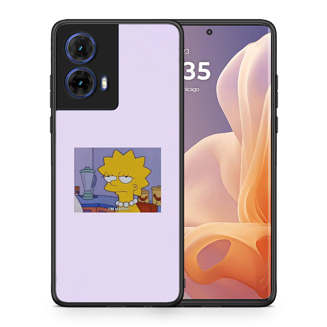 Θήκη Motorola Moto G85 So Happy από τη Smartfits με σχέδιο στο πίσω μέρος και μαύρο περίβλημα | Motorola Moto G85 So Happy case with colorful back and black bezels
