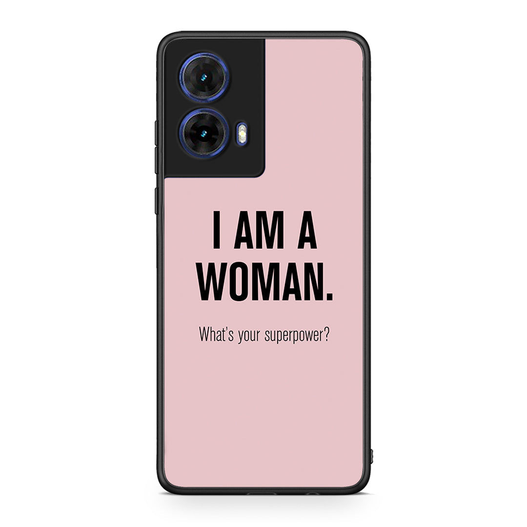 Motorola Moto G85 Superpower Woman θήκη από τη Smartfits με σχέδιο στο πίσω μέρος και μαύρο περίβλημα | Smartphone case with colorful back and black bezels by Smartfits