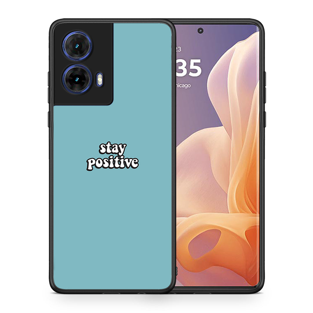 Θήκη Motorola Moto G85 Positive Text από τη Smartfits με σχέδιο στο πίσω μέρος και μαύρο περίβλημα | Motorola Moto G85 Positive Text case with colorful back and black bezels