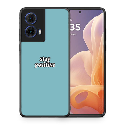 Θήκη Motorola Moto G85 Positive Text από τη Smartfits με σχέδιο στο πίσω μέρος και μαύρο περίβλημα | Motorola Moto G85 Positive Text case with colorful back and black bezels