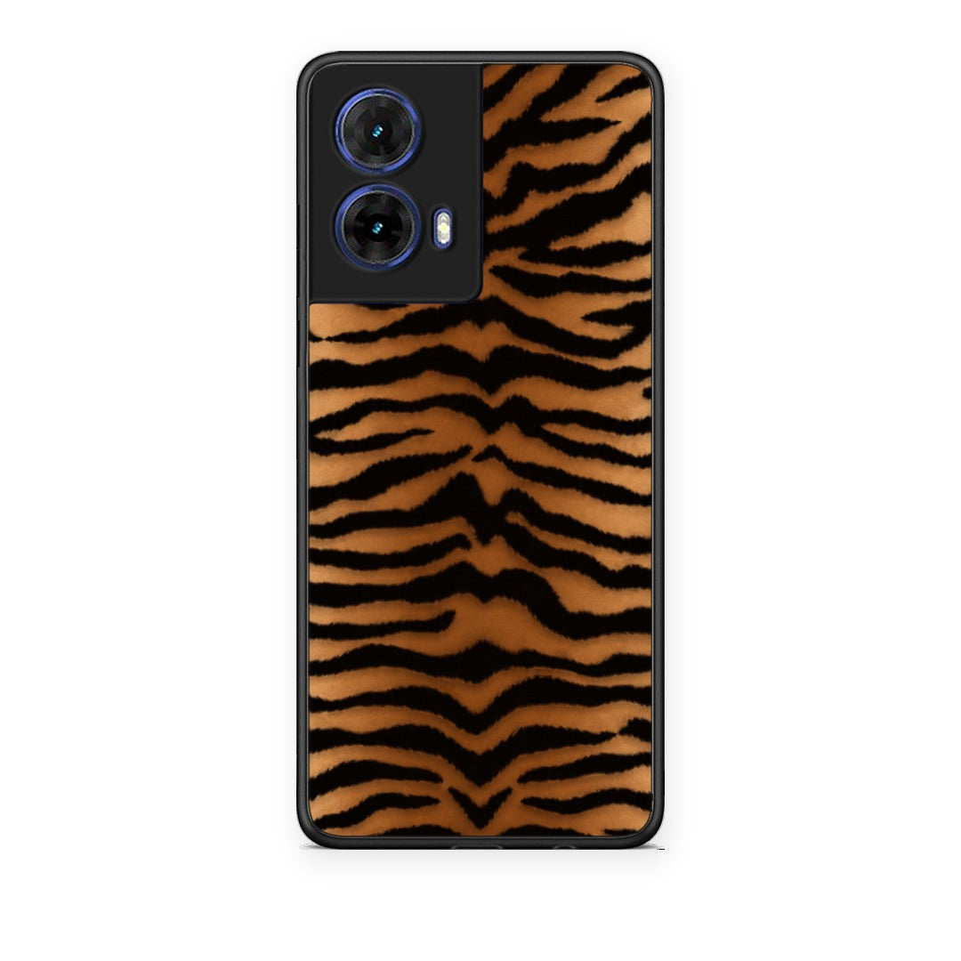 Θήκη Motorola Moto G85 Tiger Print Orange and Black από τη Smartfits με σχέδιο στο πίσω μέρος και μαύρο περίβλημα | Motorola Moto G85 Tiger Print Orange and Black case with colorful back and black bezels