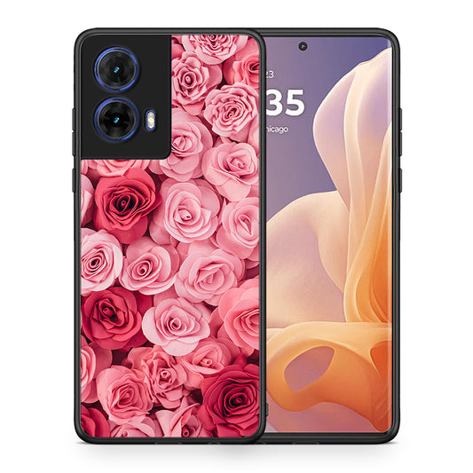 Θήκη Motorola Moto G85 RoseGarden Valentine από τη Smartfits με σχέδιο στο πίσω μέρος και μαύρο περίβλημα | Motorola Moto G85 RoseGarden Valentine case with colorful back and black bezels