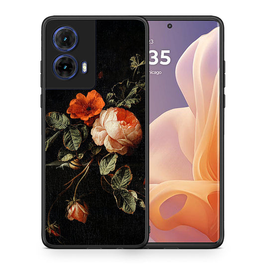 Θήκη Motorola Moto G85 Vintage Roses από τη Smartfits με σχέδιο στο πίσω μέρος και μαύρο περίβλημα | Motorola Moto G85 Vintage Roses case with colorful back and black bezels
