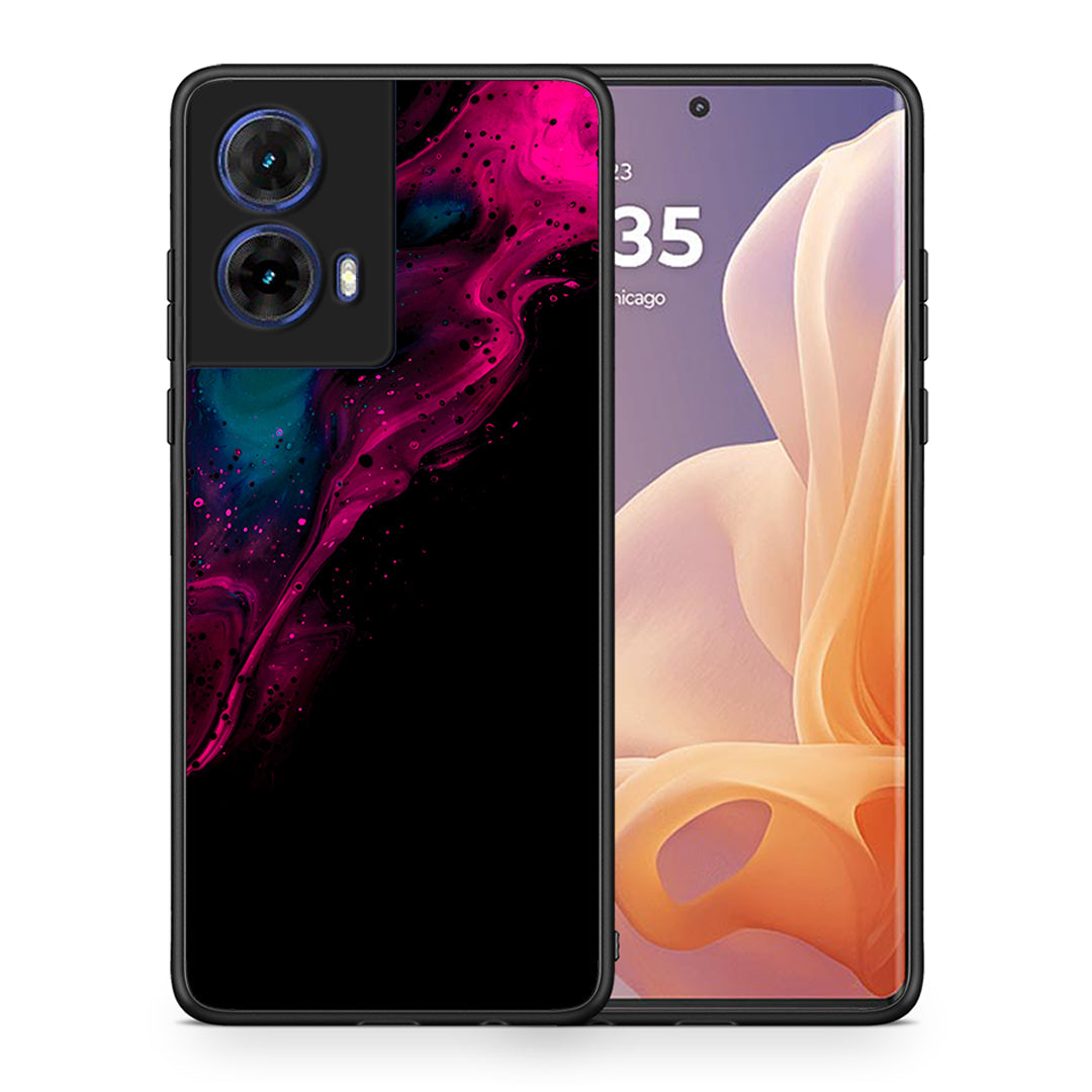Θήκη Motorola Moto G85 Pink Black Watercolor από τη Smartfits με σχέδιο στο πίσω μέρος και μαύρο περίβλημα | Motorola Moto G85 Pink Black Watercolor case with colorful back and black bezels