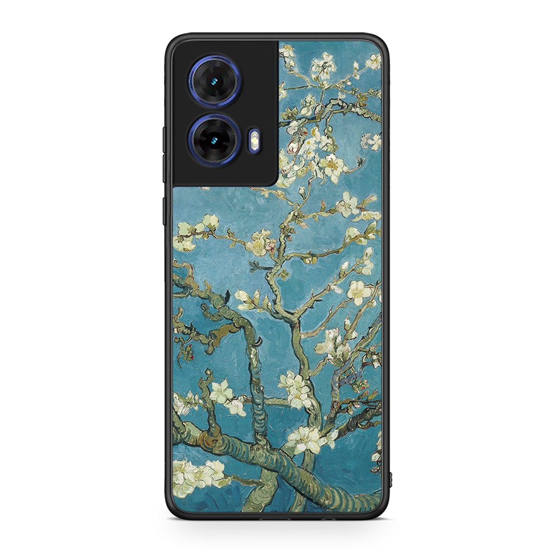 Motorola Moto G85 White Blossoms θήκη από τη Smartfits με σχέδιο στο πίσω μέρος και μαύρο περίβλημα | Smartphone case with colorful back and black bezels by Smartfits