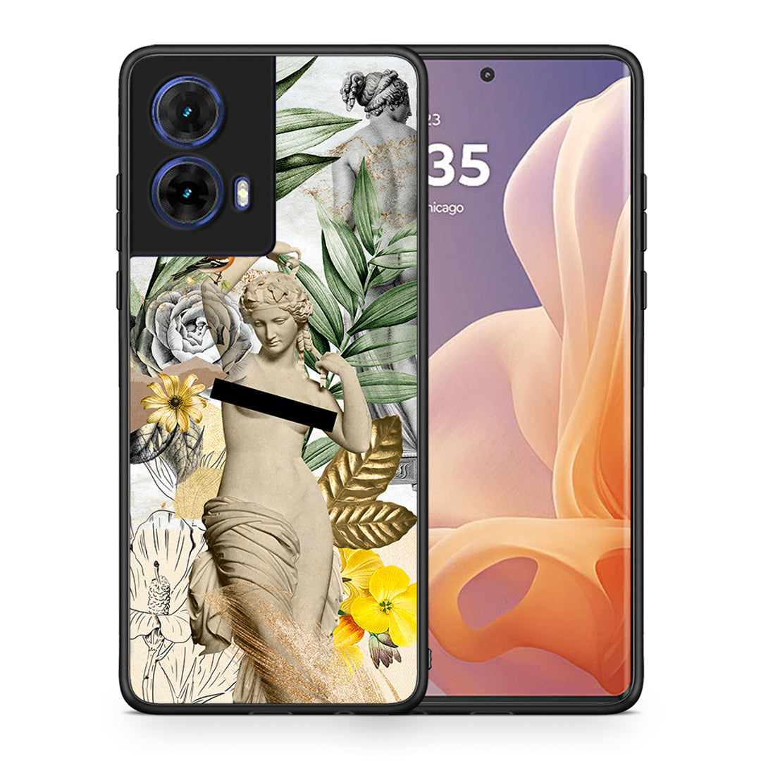 Θήκη Motorola Moto G85 Woman Statue από τη Smartfits με σχέδιο στο πίσω μέρος και μαύρο περίβλημα | Motorola Moto G85 Woman Statue case with colorful back and black bezels