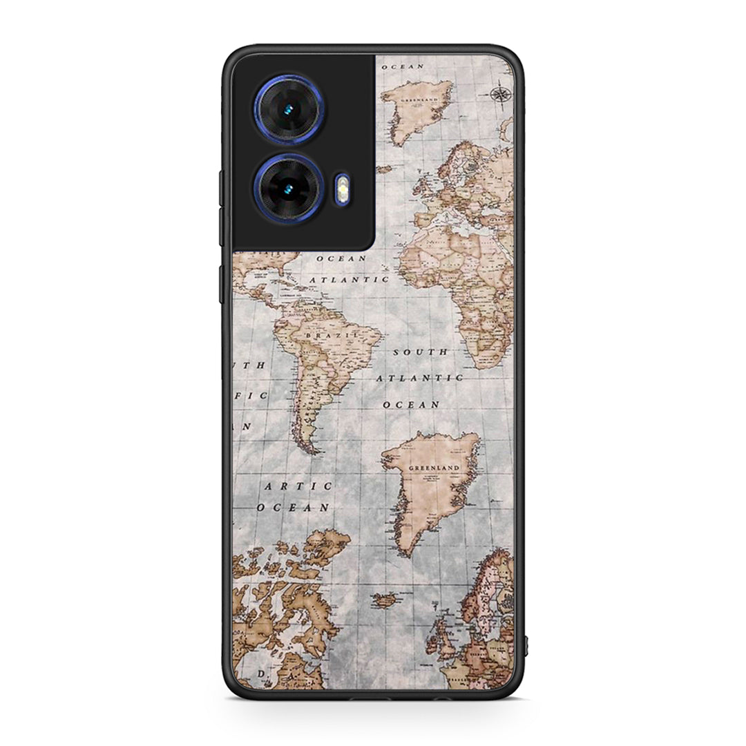 Motorola Moto G85 World Map Θήκη από τη Smartfits με σχέδιο στο πίσω μέρος και μαύρο περίβλημα | Smartphone case with colorful back and black bezels by Smartfits