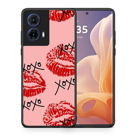 Θήκη Motorola Moto G85 XOXO Lips από τη Smartfits με σχέδιο στο πίσω μέρος και μαύρο περίβλημα | Motorola Moto G85 XOXO Lips case with colorful back and black bezels