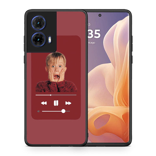 Θήκη Motorola Moto G85 Xmas Alone Music από τη Smartfits με σχέδιο στο πίσω μέρος και μαύρο περίβλημα | Motorola Moto G85 Xmas Alone Music case with colorful back and black bezels