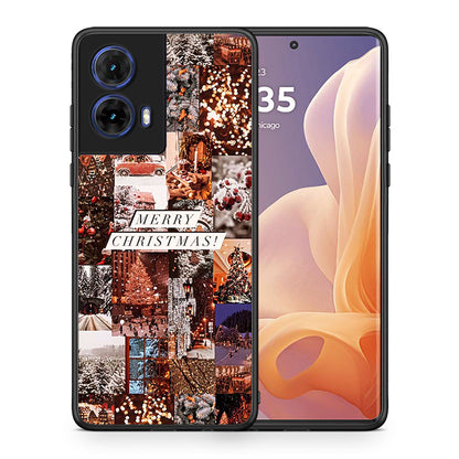 Θήκη Motorola Moto G85 Xmas Collage από τη Smartfits με σχέδιο στο πίσω μέρος και μαύρο περίβλημα | Motorola Moto G85 Xmas Collage case with colorful back and black bezels