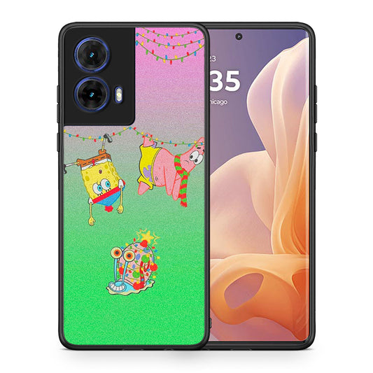 Θήκη Motorola Moto G85 Xmas Lights από τη Smartfits με σχέδιο στο πίσω μέρος και μαύρο περίβλημα | Motorola Moto G85 Xmas Lights case with colorful back and black bezels