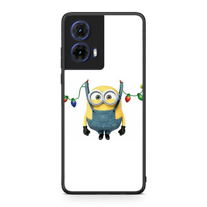 Motorola Moto G85 Xmas Minion Lights θήκη από τη Smartfits με σχέδιο στο πίσω μέρος και μαύρο περίβλημα | Smartphone case with colorful back and black bezels by Smartfits